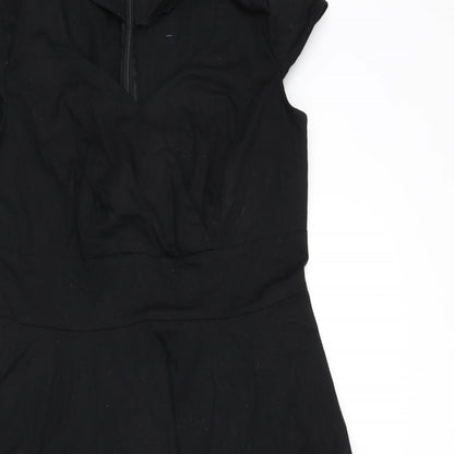 Bbonlinedress Womens Black Cotton Fit & Flare Size XL V-Neck Zip - Vintage