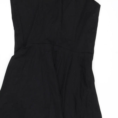 Bbonlinedress Womens Black Cotton Fit & Flare Size XL V-Neck Zip - Vintage