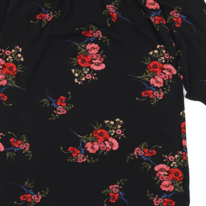 Cameo Rose Womens Black Floral Polyester A-Line Size 14 Off the Shoulder Pullover - Bardot, Sleeve Tie Detail