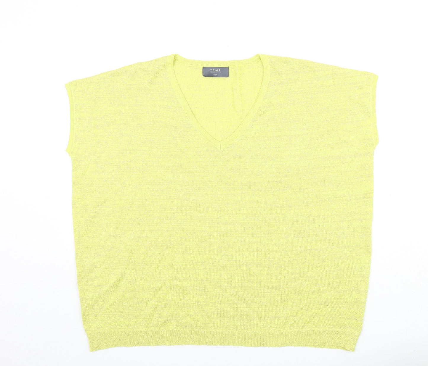 TEMT Womens Yellow V-Neck Acrylic Vest Jumper Size S