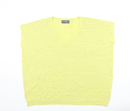 TEMT Womens Yellow V-Neck Acrylic Vest Jumper Size S