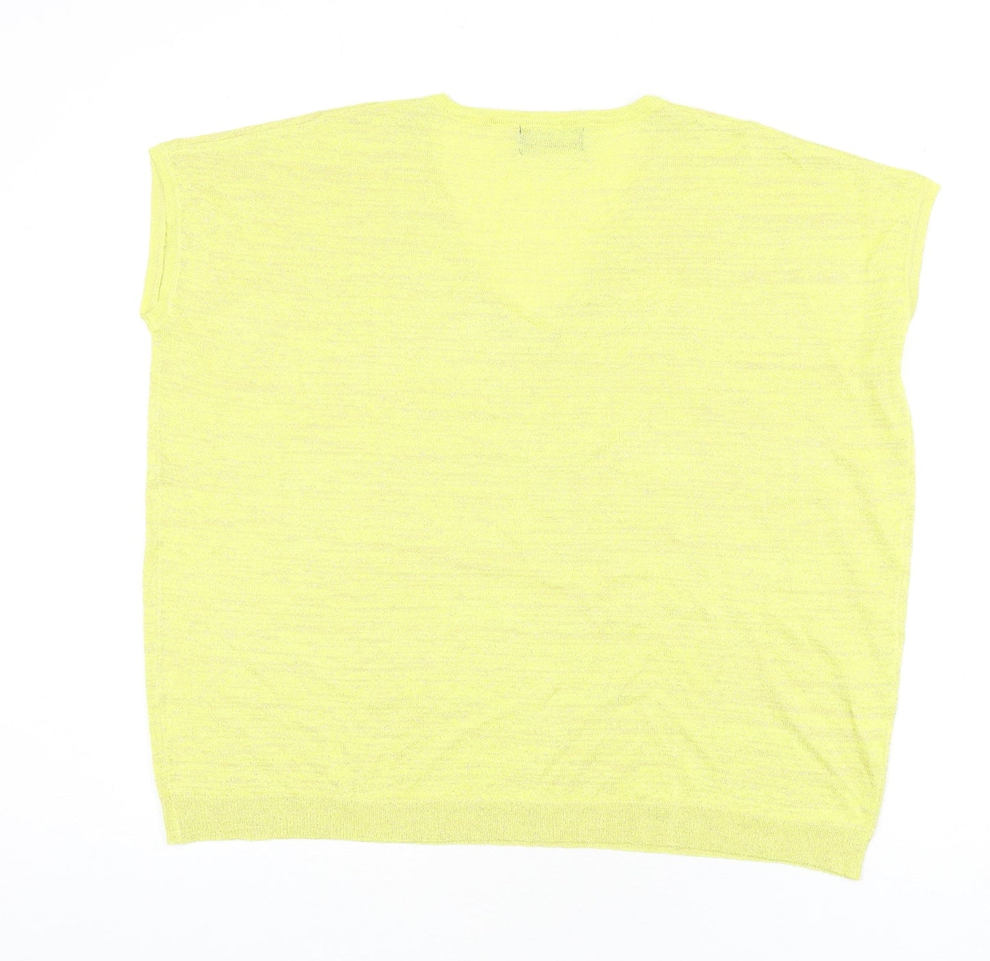 TEMT Womens Yellow V-Neck Acrylic Vest Jumper Size S