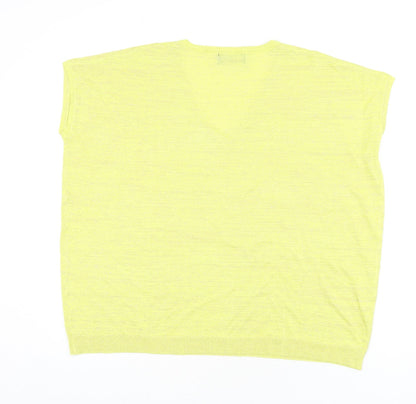 TEMT Womens Yellow V-Neck Acrylic Vest Jumper Size S