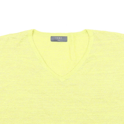 TEMT Womens Yellow V-Neck Acrylic Vest Jumper Size S