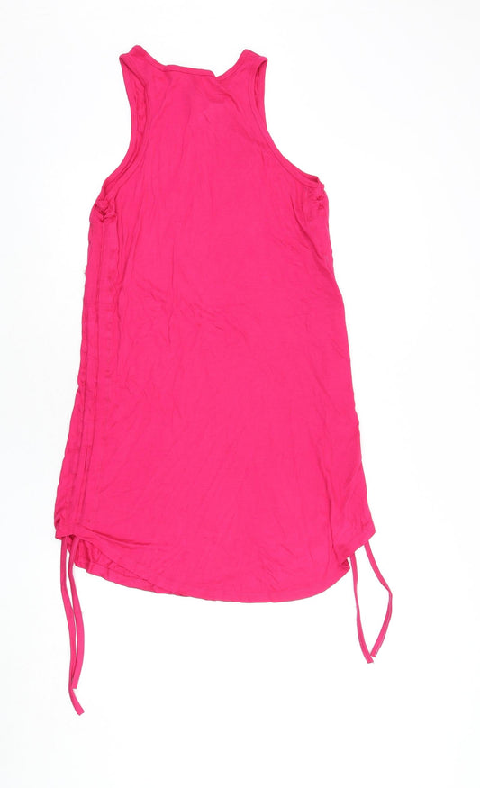Divided by H&M Womens Pink Polyester Tank Dress Size XS Round Neck Pullover - Tie Detail