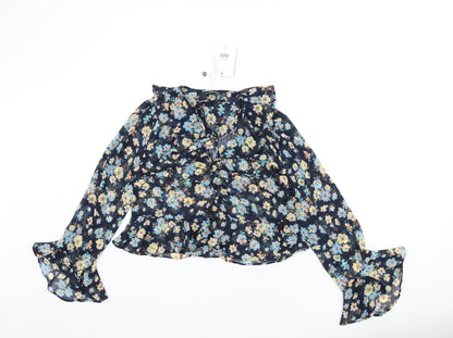 Womens UK Size 6 Topshop Multicoloured Cropped Blouse