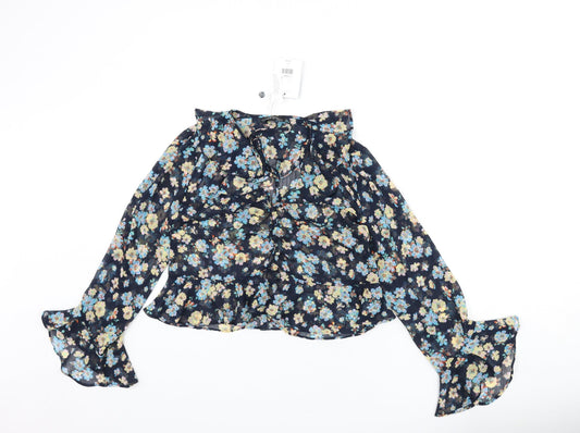 Womens UK Size 6 Topshop Multicoloured Cropped Blouse