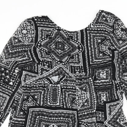 Miss Selfridge Womens Black Geometric Polyester Romper One-Piece Size 12 L3 in Zip