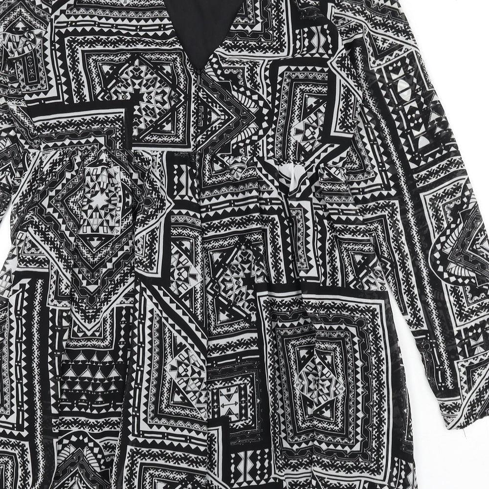 Miss Selfridge Womens Black Geometric Polyester Romper One-Piece Size 12 L3 in Zip