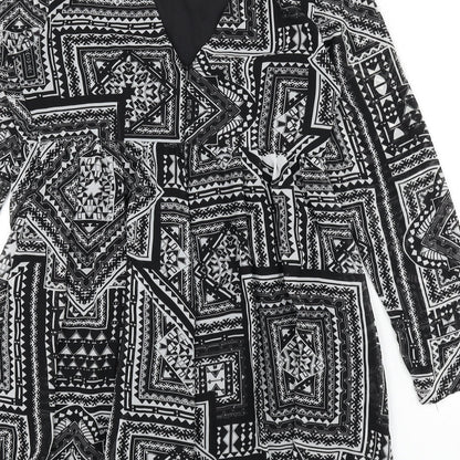 Miss Selfridge Womens Black Geometric Polyester Romper One-Piece Size 12 L3 in Zip