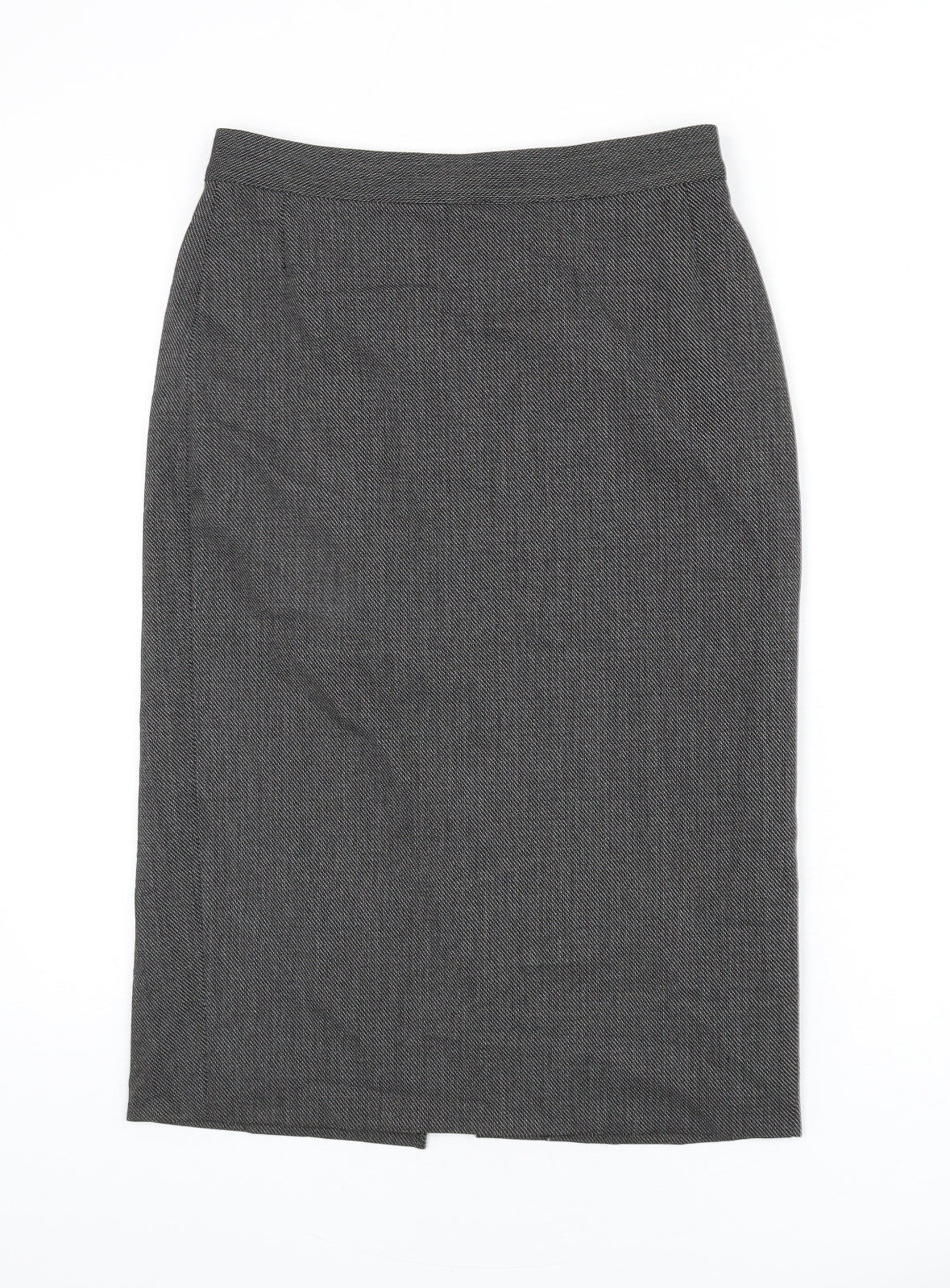 Marks and Spencer Womens Black Polyester Straight & Pencil Skirt Size 10 Zip - Slit