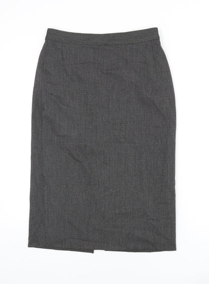 Marks and Spencer Womens Black Polyester Straight & Pencil Skirt Size 10 Zip - Slit
