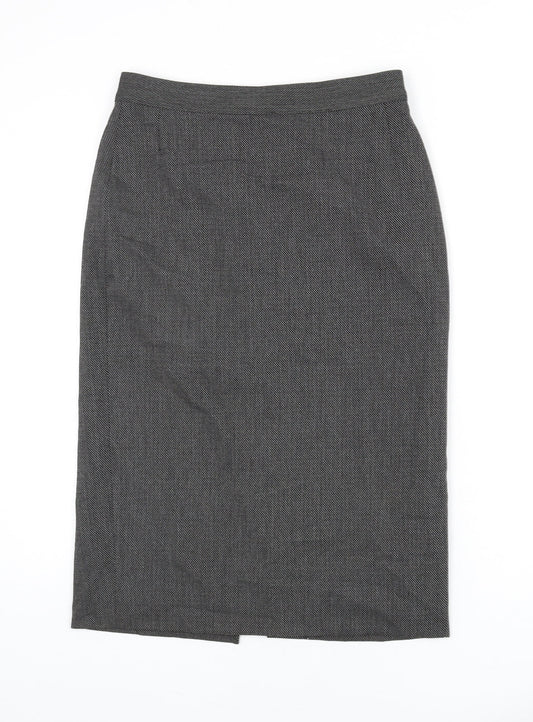 Marks and Spencer Womens Black Polyester Straight & Pencil Skirt Size 10 Zip - Slit