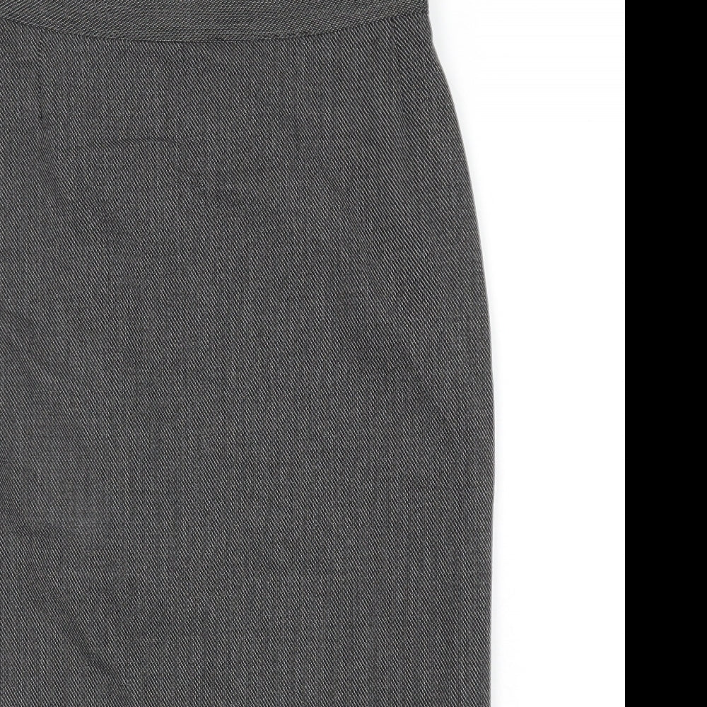 Marks and Spencer Womens Black Polyester Straight & Pencil Skirt Size 10 Zip - Slit
