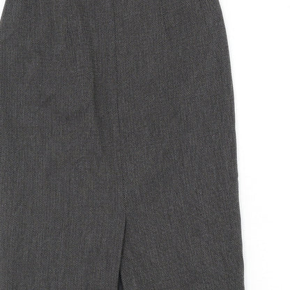 Marks and Spencer Womens Black Polyester Straight & Pencil Skirt Size 10 Zip - Slit
