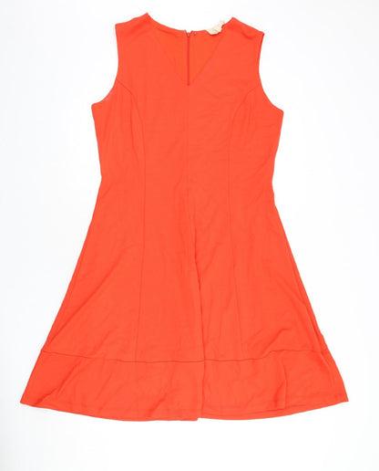 Phase Eight Womens Orange Viscose A-Line Size 16 V-Neck Zip