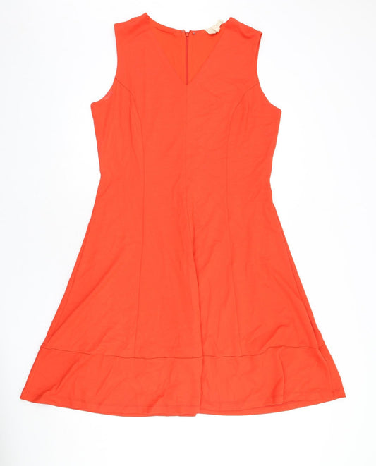 Phase Eight Womens Orange Viscose A-Line Size 16 V-Neck Zip