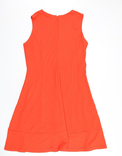 Phase Eight Womens Orange Viscose A-Line Size 16 V-Neck Zip