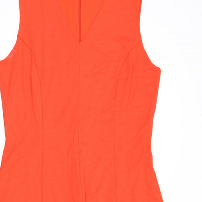 Phase Eight Womens Orange Viscose A-Line Size 16 V-Neck Zip