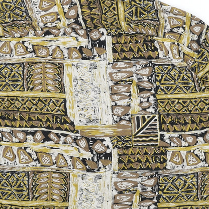 Pull&Bear Mens Multicoloured Geometric Viscose Button-Up Size XS Collared Button