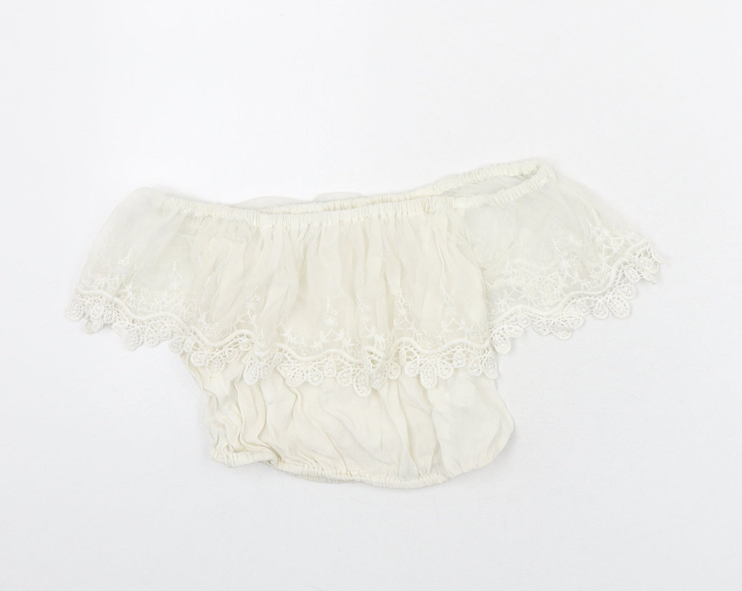 Womens UK Size 6 River Island Ivory Cropped Blouse