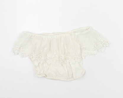 Womens UK Size 6 River Island Ivory Cropped Blouse