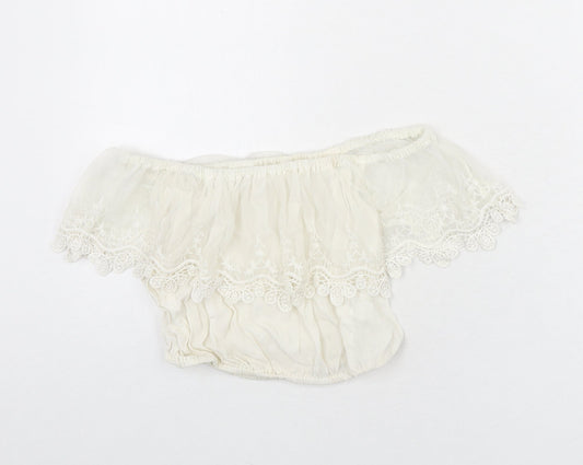Womens UK Size 6 River Island Ivory Cropped Blouse