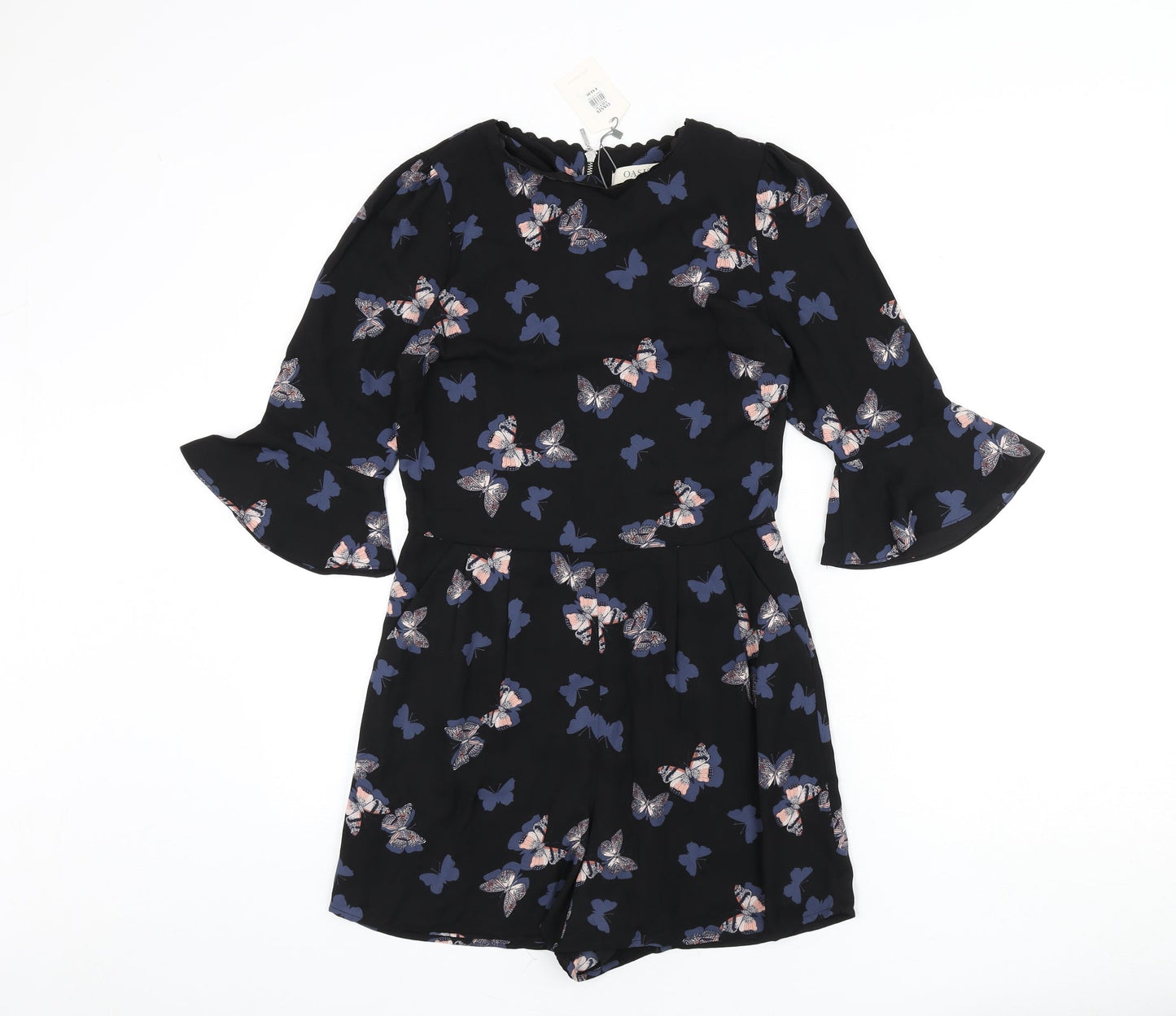 Oasis Womens Black Geometric Polyester Romper One-Piece Size 6 L3 in Zip