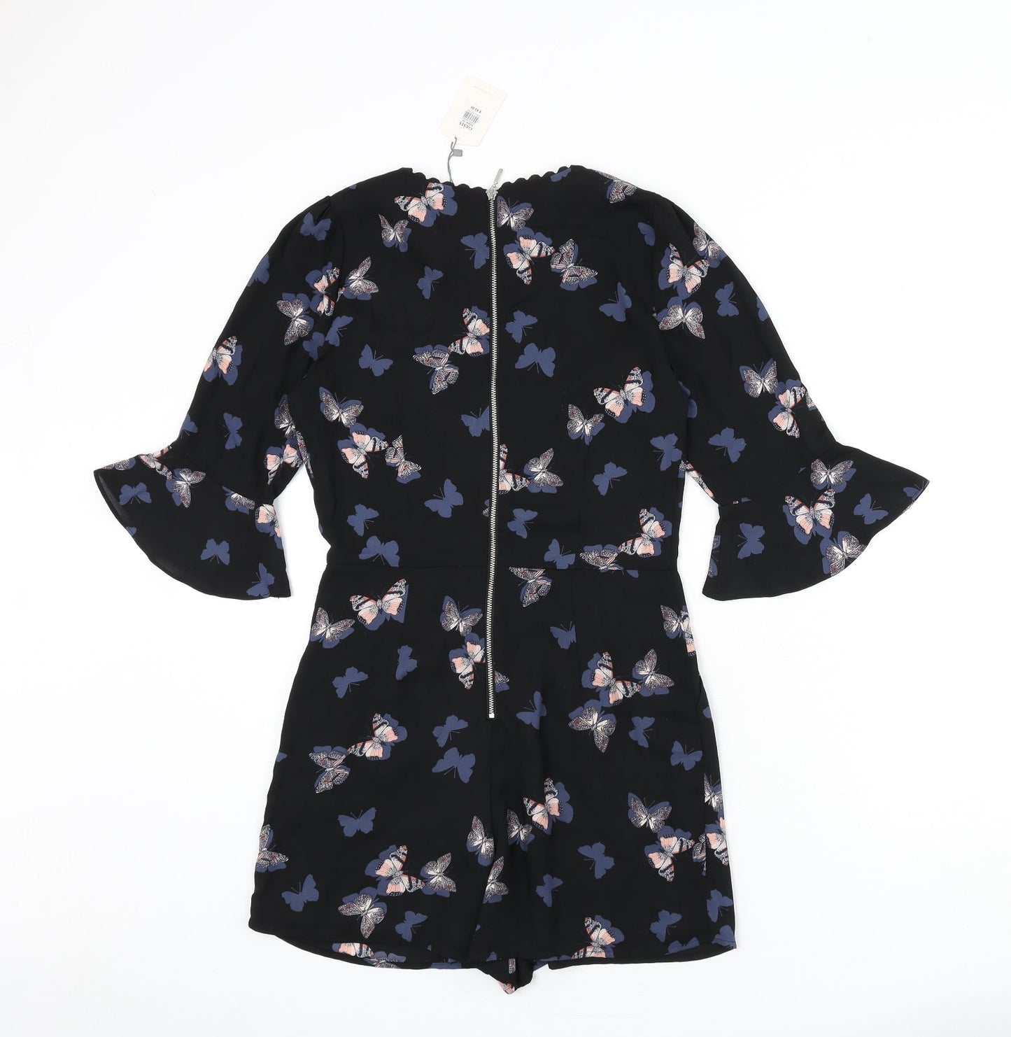 Oasis Womens Black Geometric Polyester Romper One-Piece Size 6 L3 in Zip