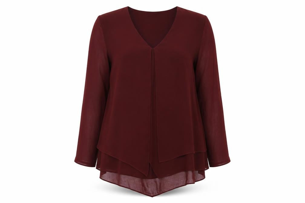 Phase Eight Womens Red Polyester Basic Blouse Size 10 V-Neck