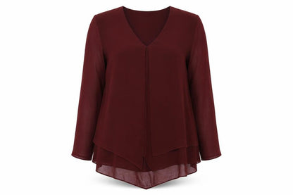 Phase Eight Womens Red Polyester Basic Blouse Size 10 V-Neck