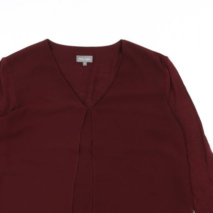 Phase Eight Womens Red Polyester Basic Blouse Size 10 V-Neck
