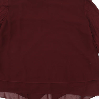 Phase Eight Womens Red Polyester Basic Blouse Size 10 V-Neck