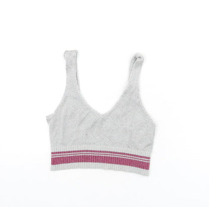 Womens UK Size 14 Topshop Silver Camisole Tank