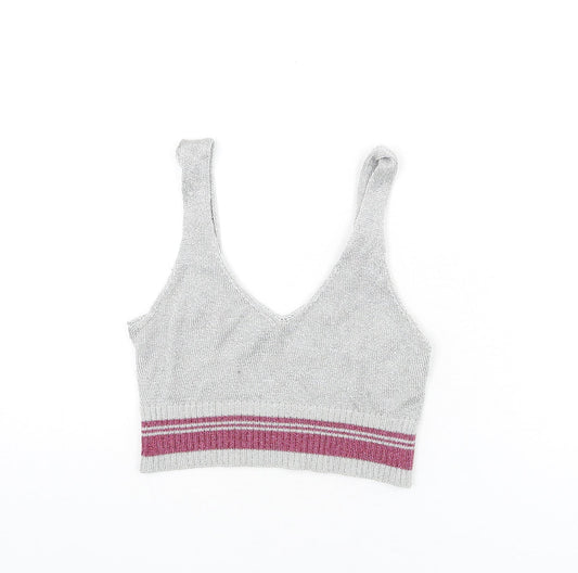 Womens UK Size 14 Topshop Silver Camisole Tank