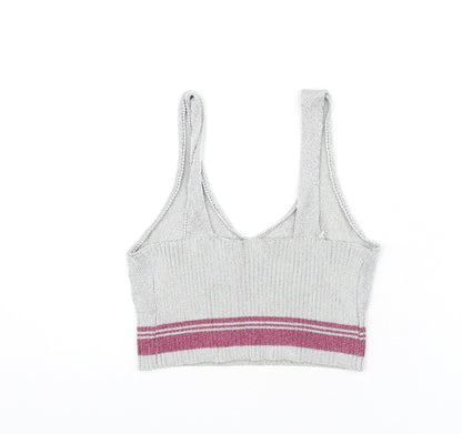 Womens UK Size 14 Topshop Silver Camisole Tank