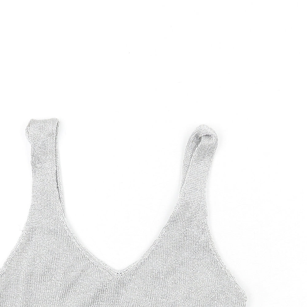 Womens UK Size 14 Topshop Silver Camisole Tank