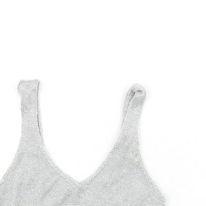 Womens UK Size 14 Topshop Silver Camisole Tank