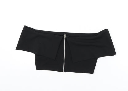 Womens UK Size 10 Missguided Black Cropped Blouse