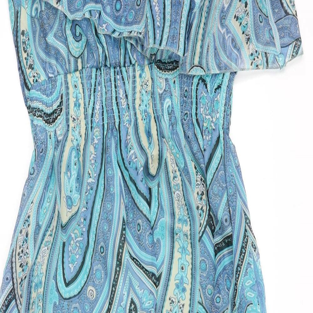 Pistachio Womens Blue Paisley Polyester Maxi Size M One Shoulder Pullover