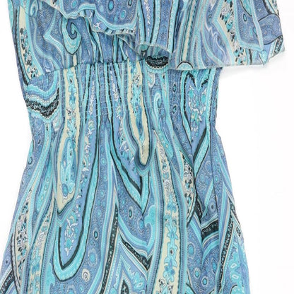Pistachio Womens Blue Paisley Polyester Maxi Size M One Shoulder Pullover