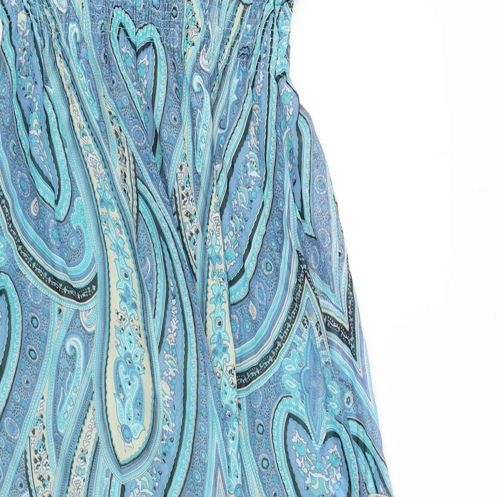 Pistachio Womens Blue Paisley Polyester Maxi Size M One Shoulder Pullover