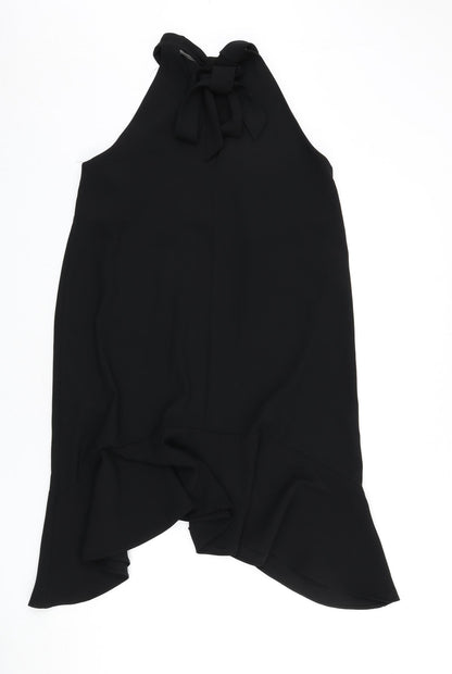 River Island Womens Black Polyester A-Line Size 10 Round Neck Tie - Asymmetric Hem