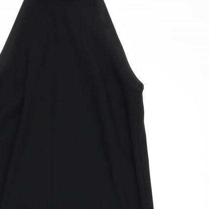 River Island Womens Black Polyester A-Line Size 10 Round Neck Tie - Asymmetric Hem
