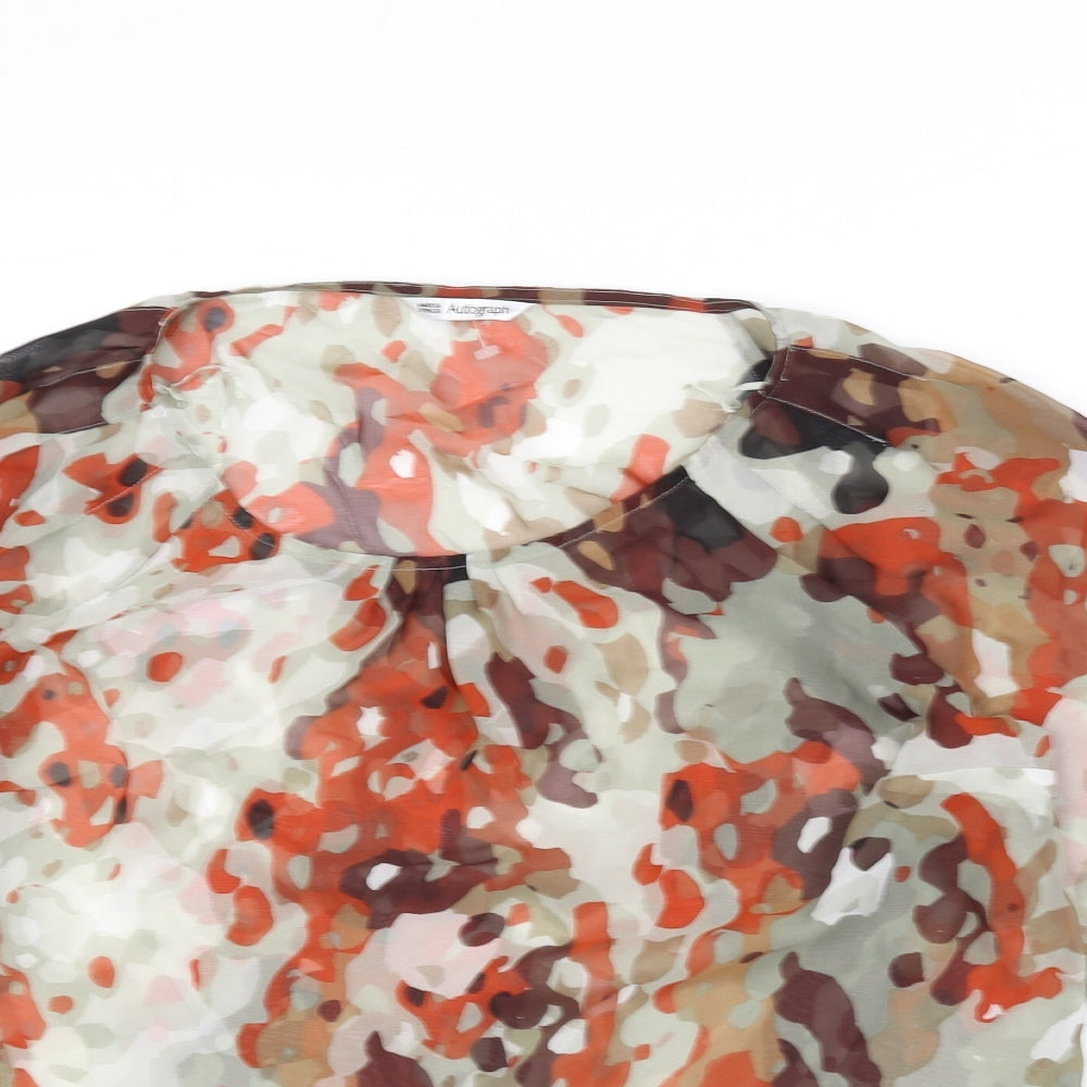 Autograph Womens Multicoloured Geometric Polyester Basic Blouse Size 14 Round Neck