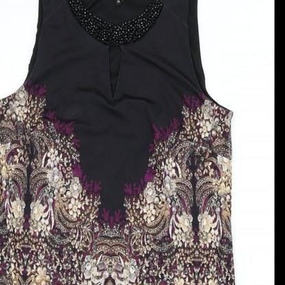 Julien Macdonald Womens Multicoloured Geometric Polyester Sheath Size 16 Round Neck Pullover - Keyhole Cut Out, Beaded
