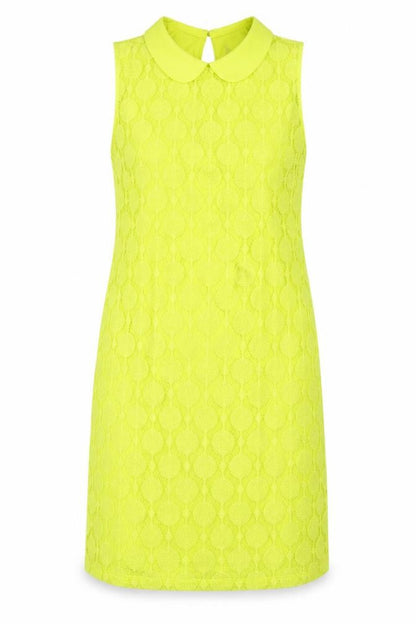 Principles Womens Yellow Geometric Polyester Sheath Size 10 Collared Button