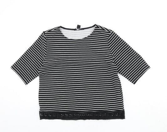 Womens UK Size 10 New Look Black Basic T-Shirt