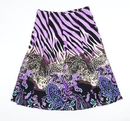 BASSINI Womens Multicoloured Geometric Polyester Flare Skirt Size 18 - Leopard Print, Paisley, Zebra Print