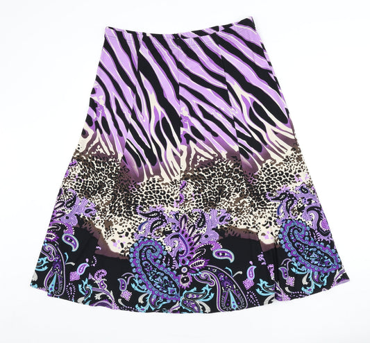 BASSINI Womens Multicoloured Geometric Polyester Flare Skirt Size 18 - Leopard Print, Paisley, Zebra Print
